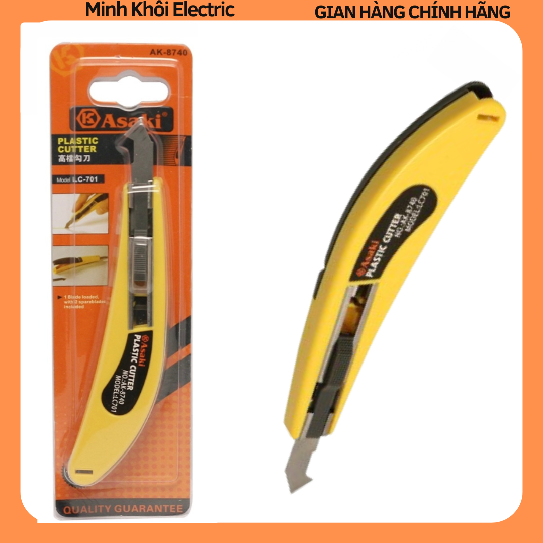 Dao rọc nhựa mica Asaki AK-8740,dao móc câu rọc nhựa mica Asaki,dao cắt mạch cắt mica,dao rọc giấy Asaki AK-8740