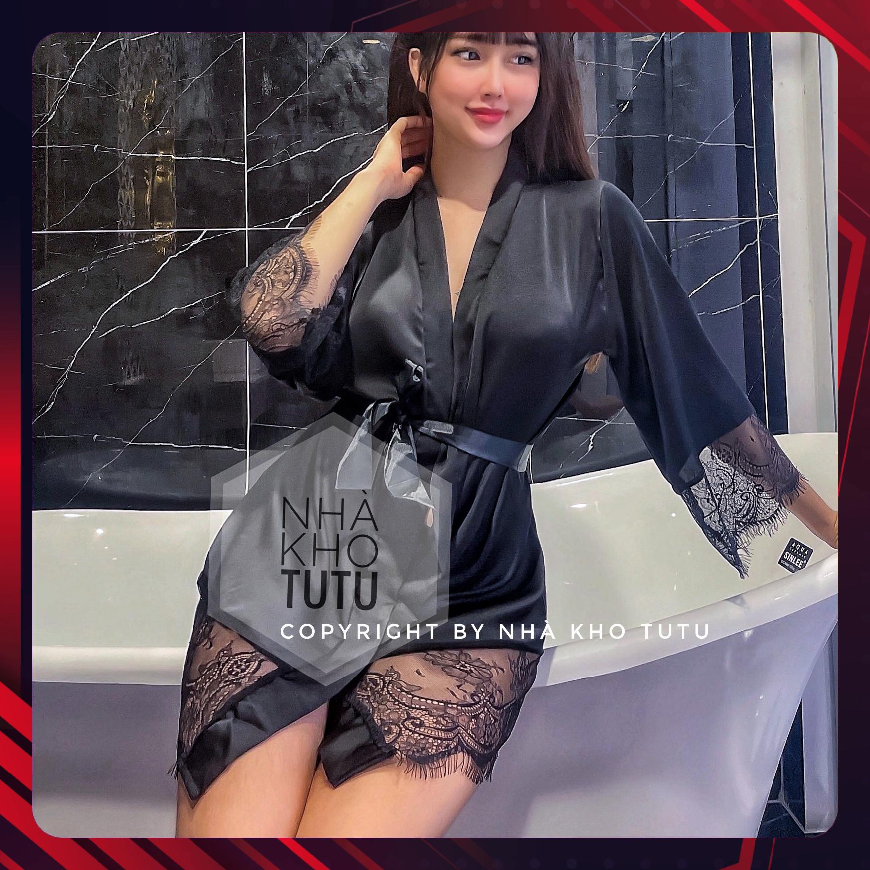 Áo choàng ngủ Lụa Satin Mix ren đẳng cấp S009