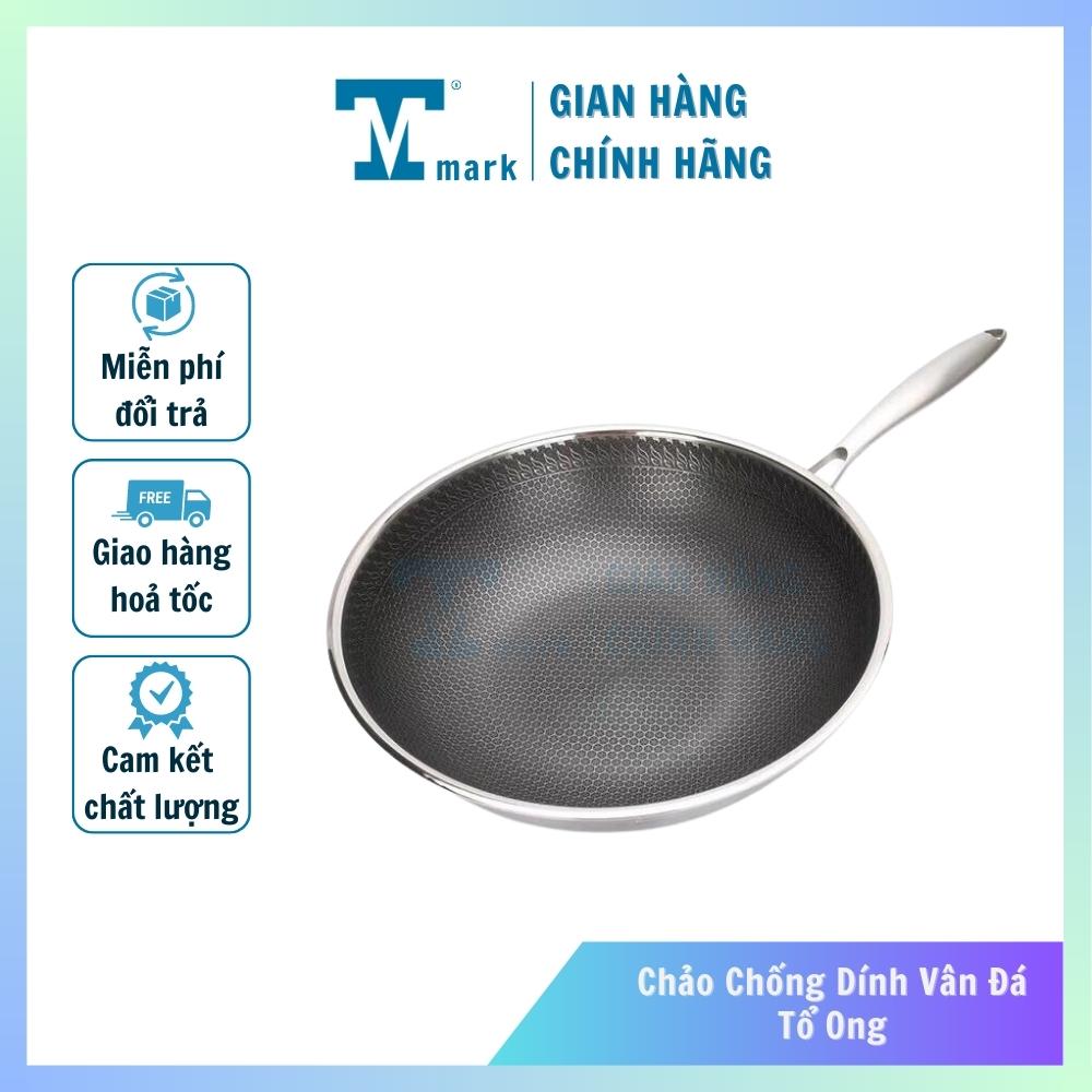 [HCM]Chảo tổ ong 32cm Chảo Inox 3 Lớp Sâu Lòng Cào Không Xước Siêu Chống Dính Vân Tổ Ong Đường Kính 32cm 1.5kg Chảo chống dính Chảo Tmark