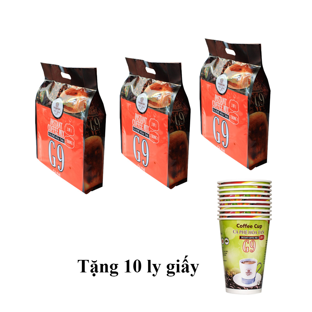 [HCM]CÀ PHÊ HOÀ TAN 3 IN 1 G9 - 3 TÚI 50 gói x 16g