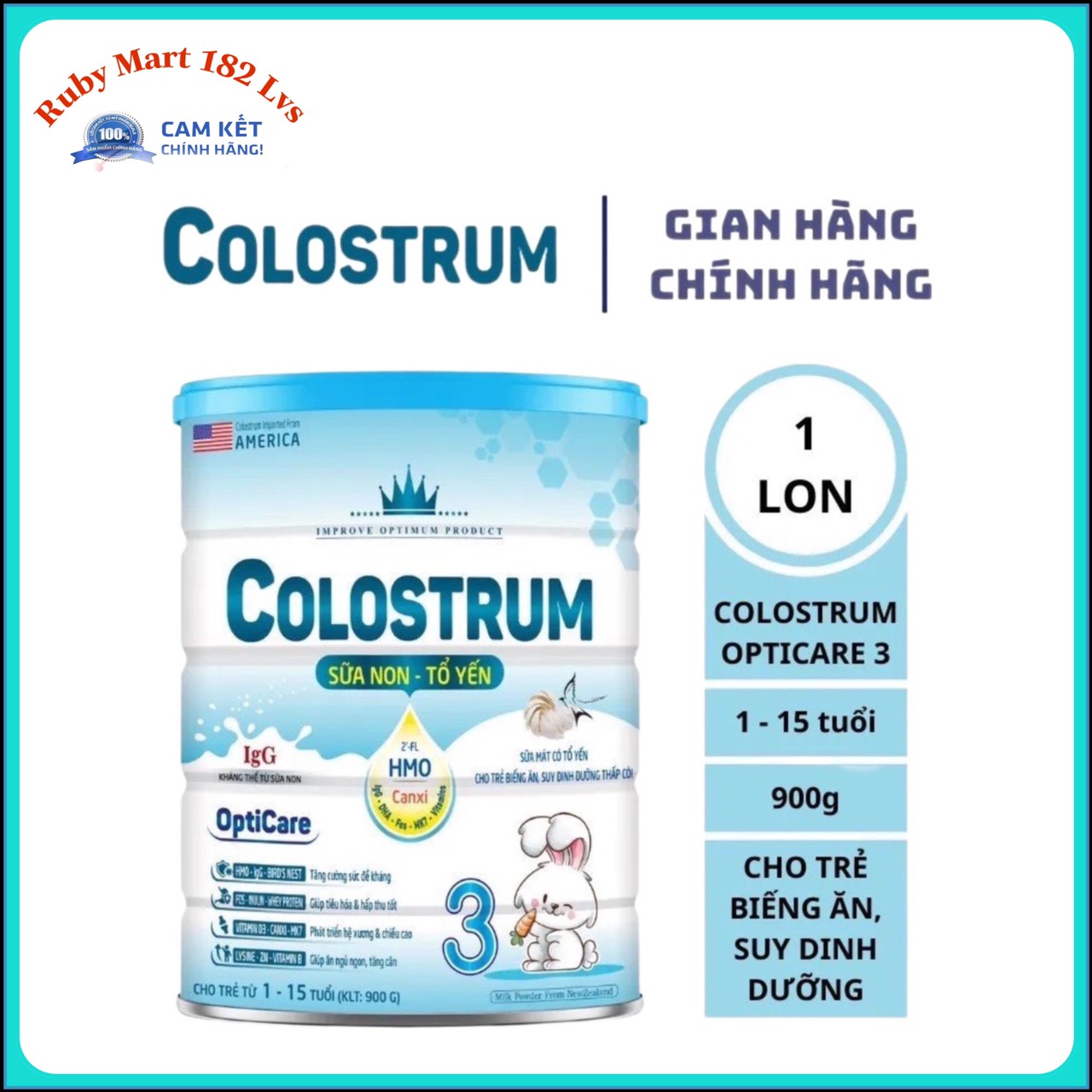 Sữa Bột Colostrum Opticare 3 Lon 900g