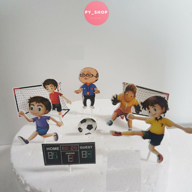 Set cắm giấy cầu thủ bóng đá hlv park hang seo trang trí bánh kem