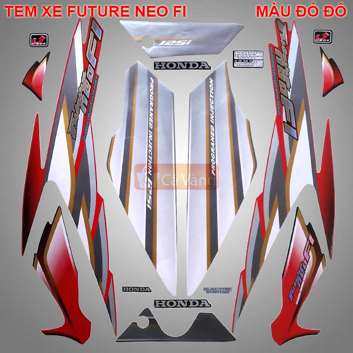 Tem xe máy future neo fi màu đỏ đô loại 3 lớp, tem lây bay màu
