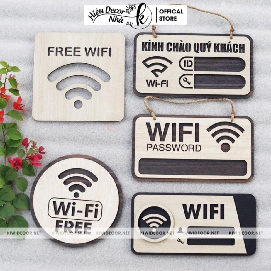 Bảng tên wifi gỗ decor vintage, free wifi, bảng pass wifi, ghi mật khẩu wifi, thông tin wifi - hiệu nhà k