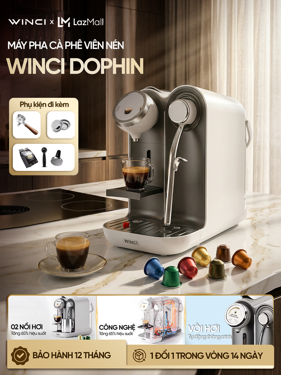 Máy pha cà phê viên nén WINCI DOPHIN | Thiết kế hiện đại | Công nghệ tiên tiến | Bảo hành 12 tháng