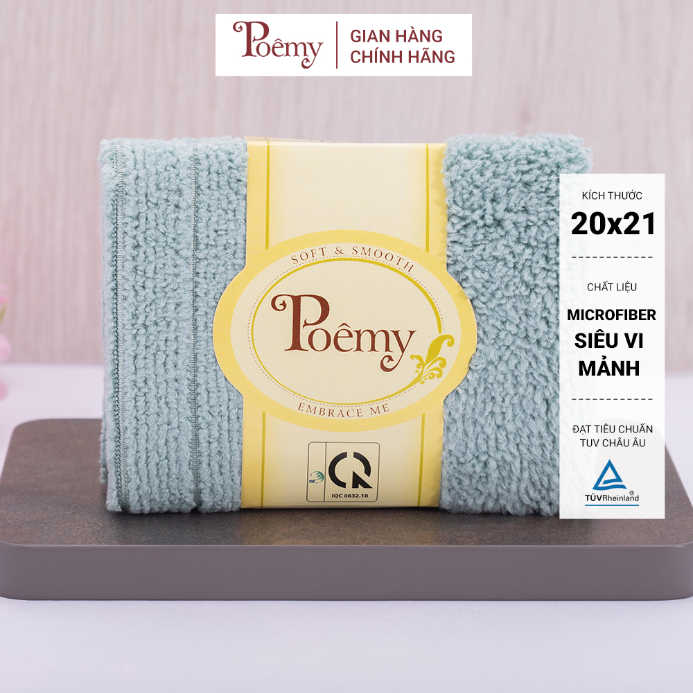 Khăn mặt vuông cho em bé, sọc gân POÊMY nhiều màu, kích thước 29cm, sợi vải mềm nhẹ, thấm hút tốt, làm sạch sâu