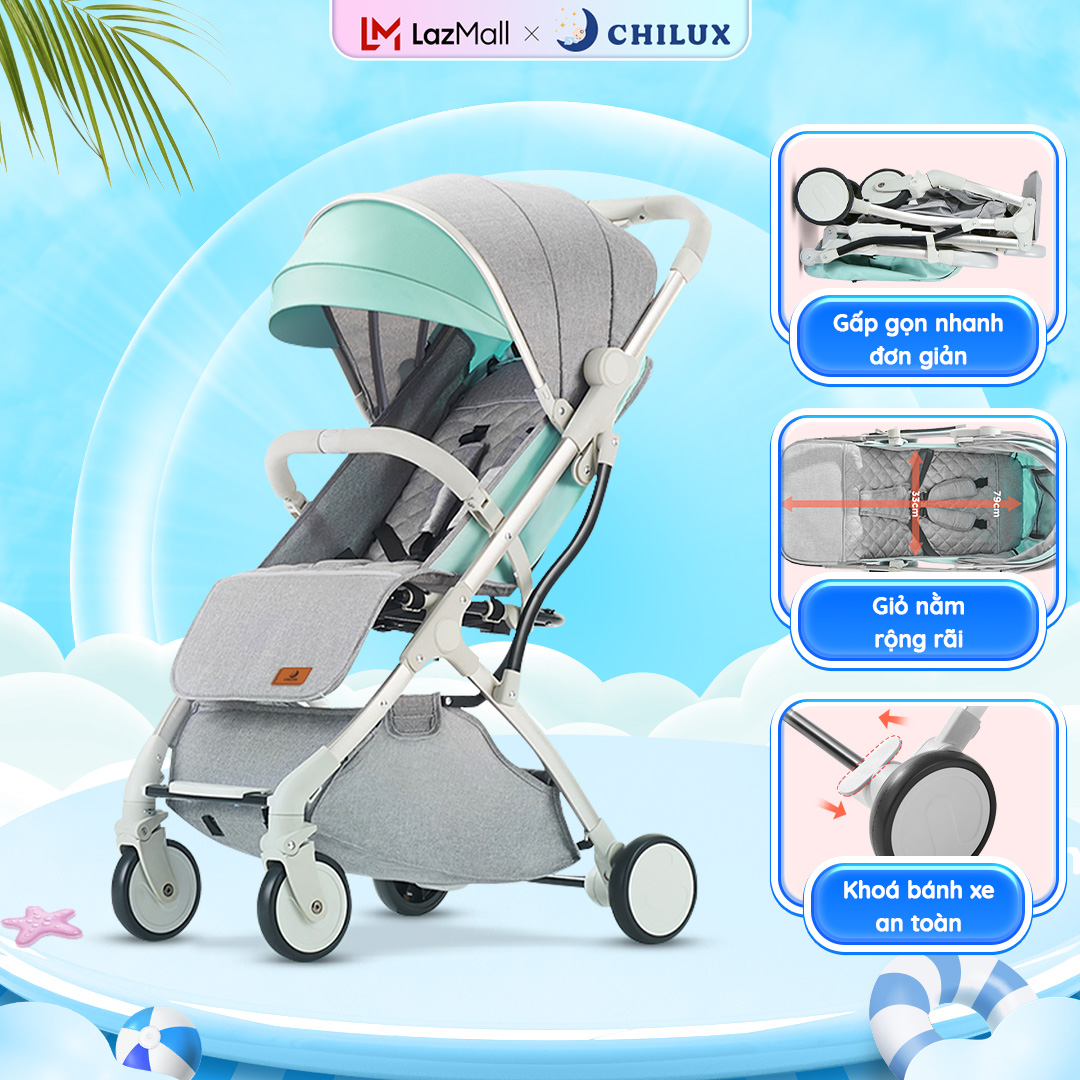  Xe đẩy gấp gọn Chilux A320 - Mái che to nhiều nấc khoá bánh xe an toàn 