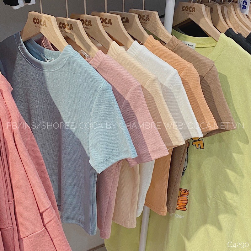 Áo croptop thun gân ôm body nhiều màu