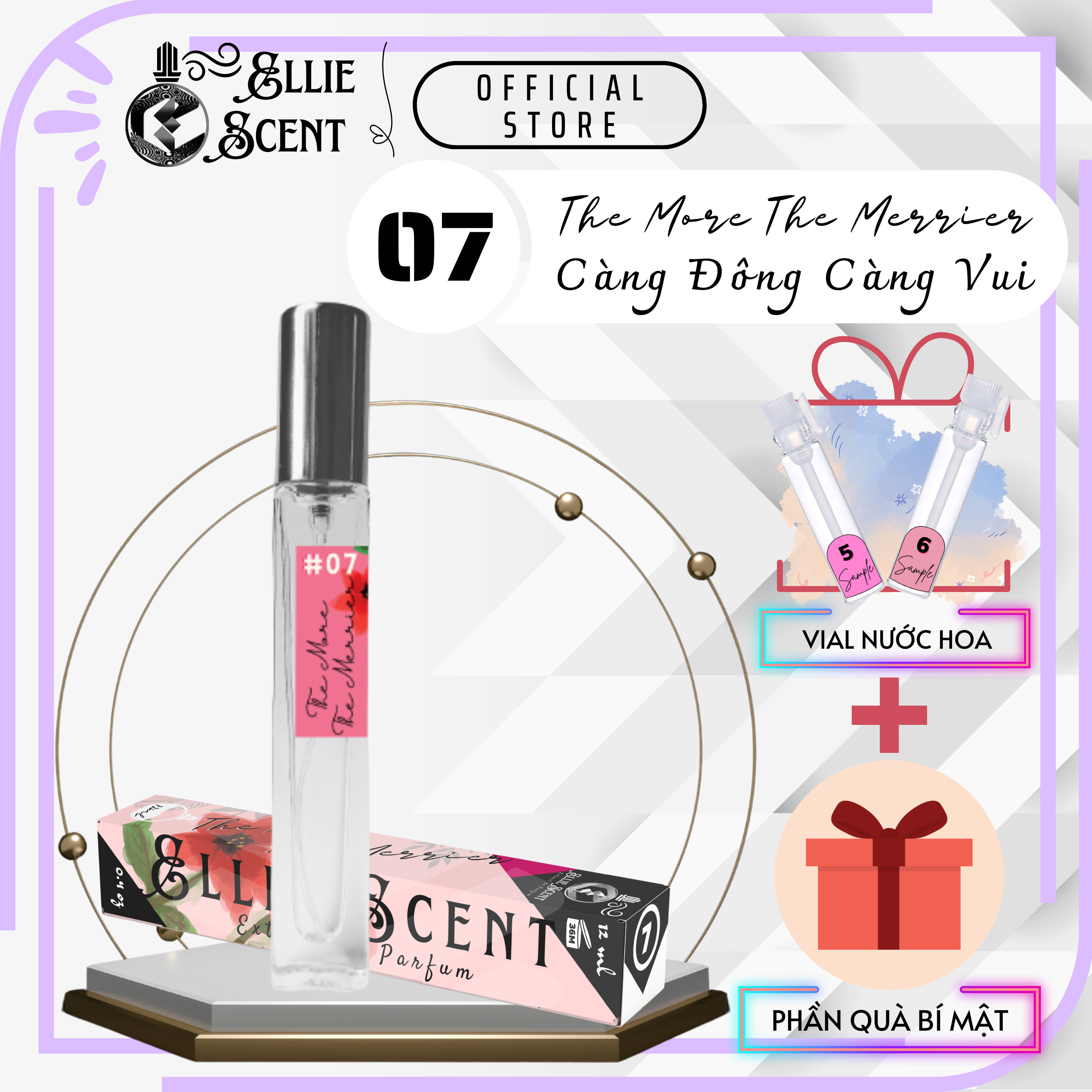 Tinh Dầu Nước Hoa THE MORE THE MERRIER by ELLIE SCENT – Dạng Xịt Tiện lợi Dung tích 12ml – Chiết xuất Nước hoa Đậm đặc Lưu hương lâu – Nước Hoa Nữ Ngọt ngào, Lôi cuốn, Đáng yêu