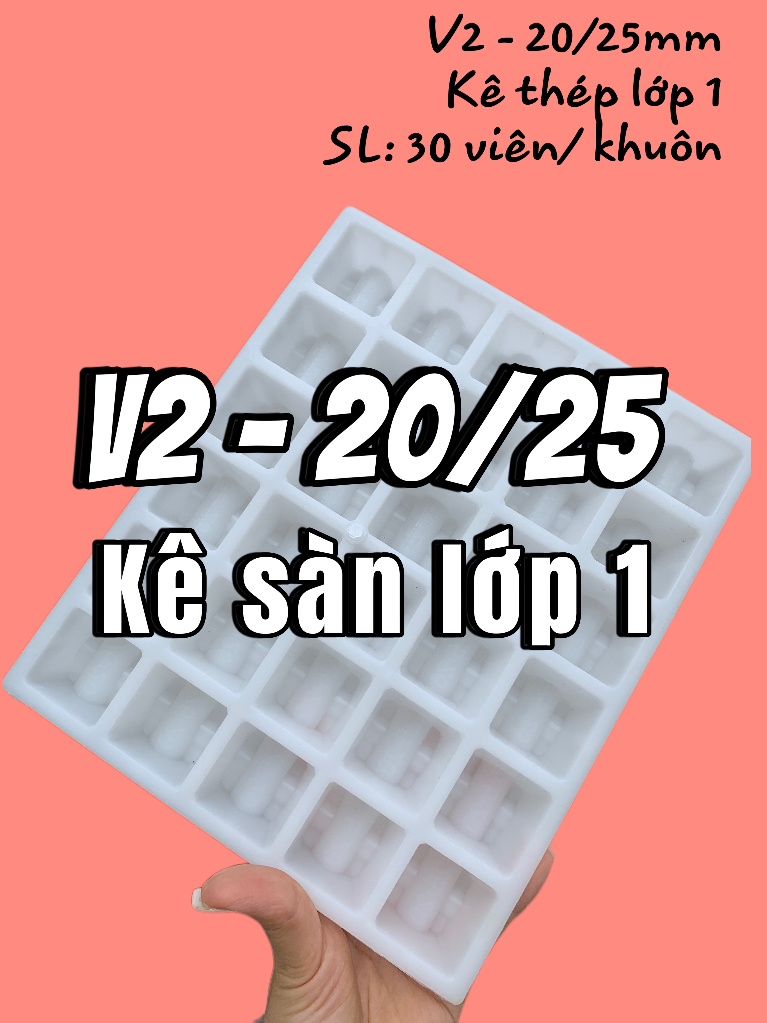 [V2-20/25mm] Khuôn nhựa đúc con kê bê tông V2 lớp bảo vệ 20/25mm dùng cho thép sàn lớp dưới khi đổ bê tông siêu bền chất lượng