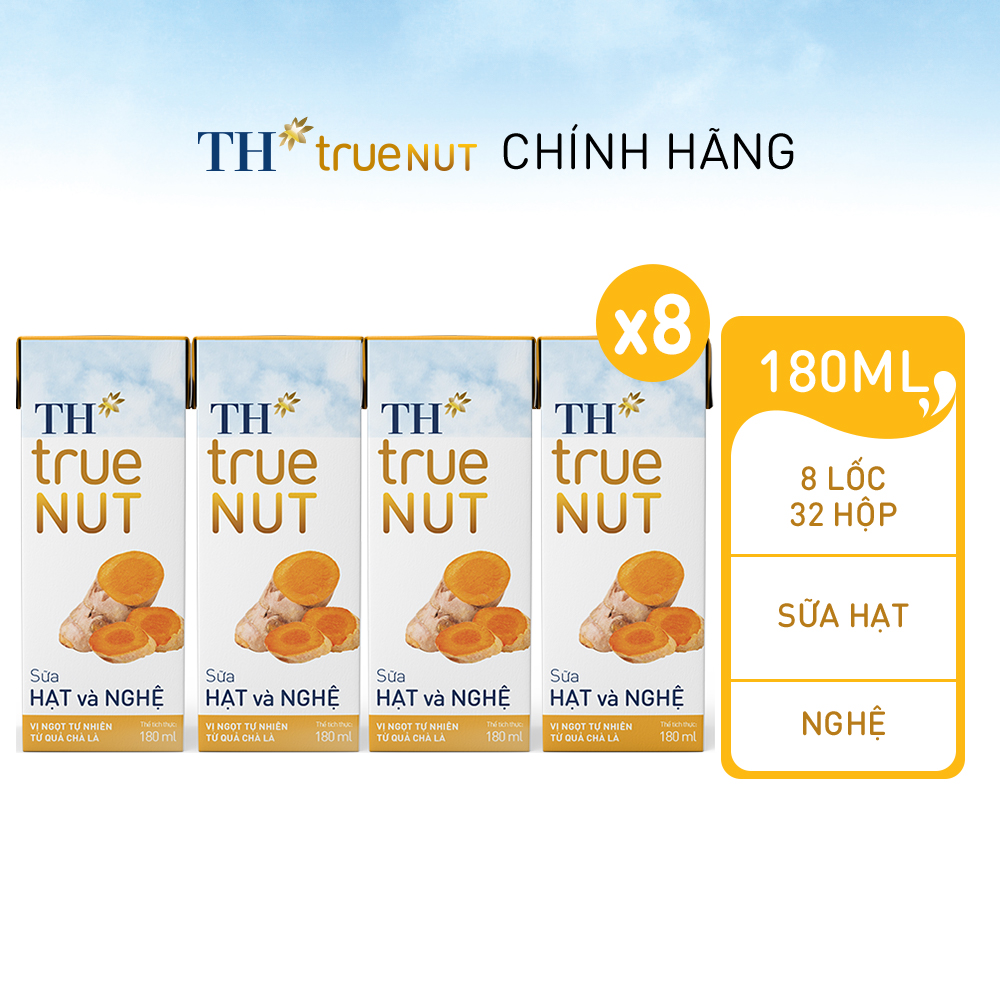 Combo 8 lốc sữa hạt và nghệ th true nut 180 ml