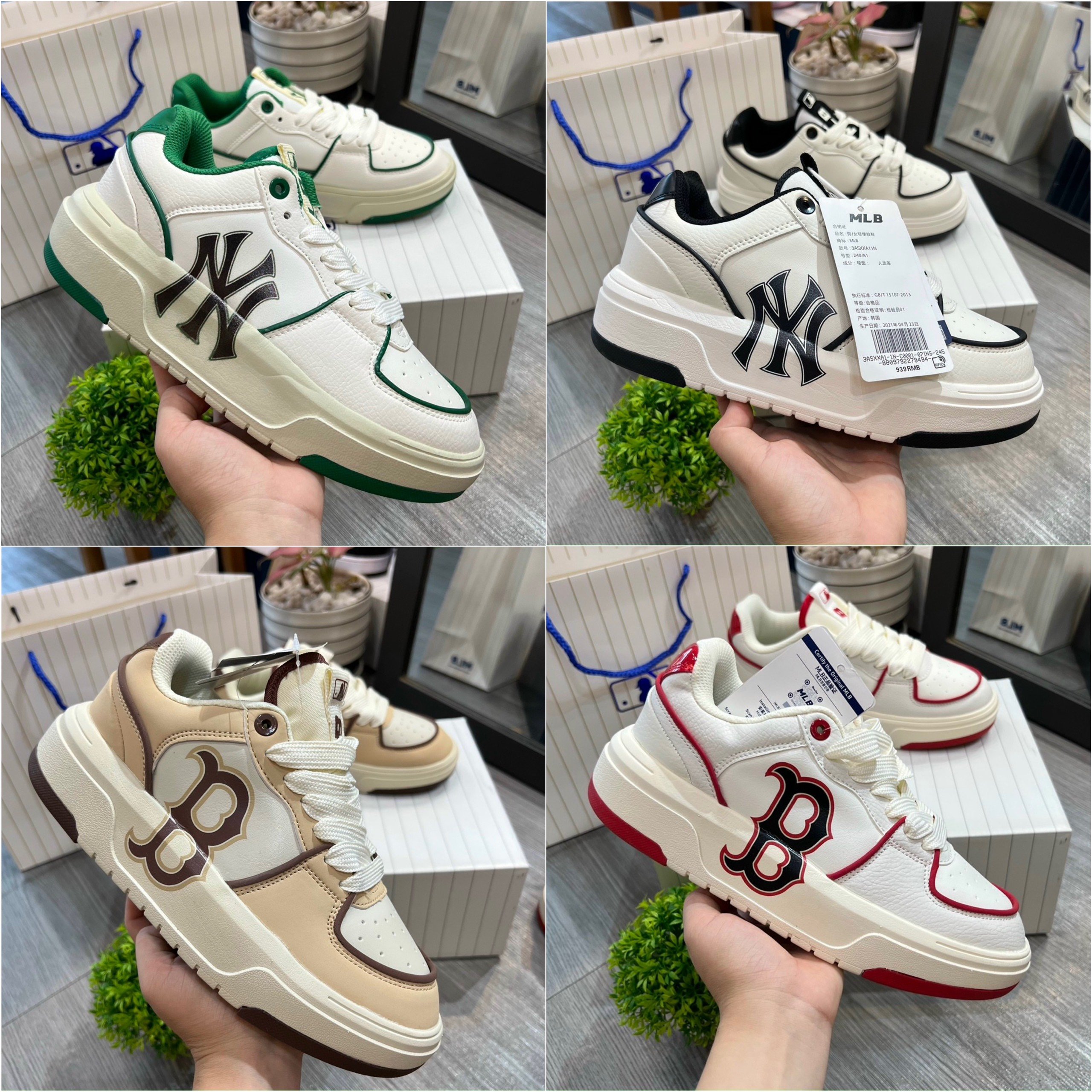 Giày thể thao mlb chunky liner xanh lá, giày mlb chunky liner white black 2022