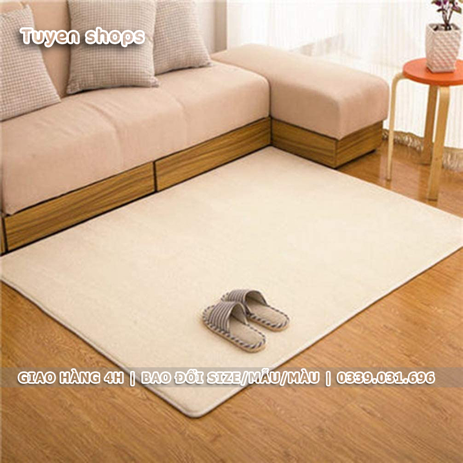 [HCM]Thảm trải sàn phòng khách tone sáng màu Trắng sữa 1mx1m6 | NỈ
