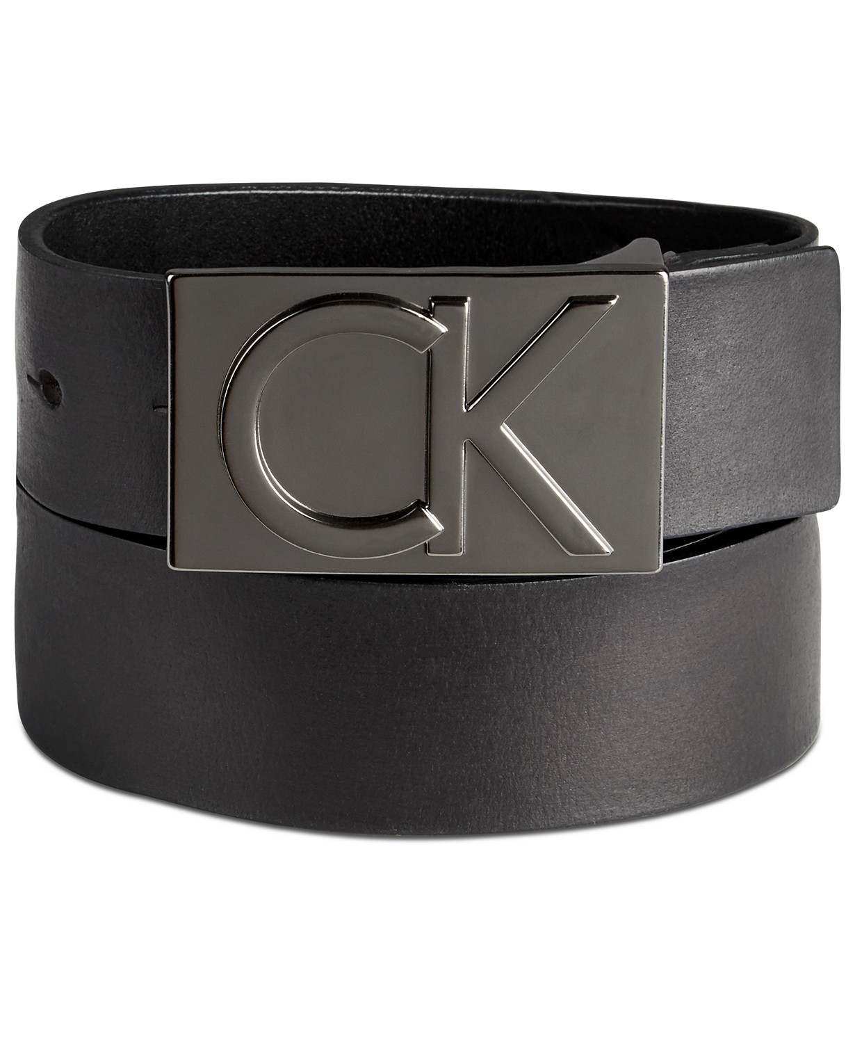 Thắt Lưng Nam Calvin Klein Men's Leather Logo Plaque Belt Black 