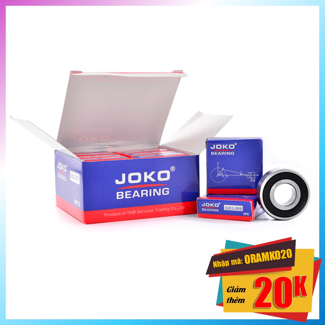 Hộp 10 cái Bạc đạn 6203 2RS (JOKO)  Chất lượng, bền, đẹp