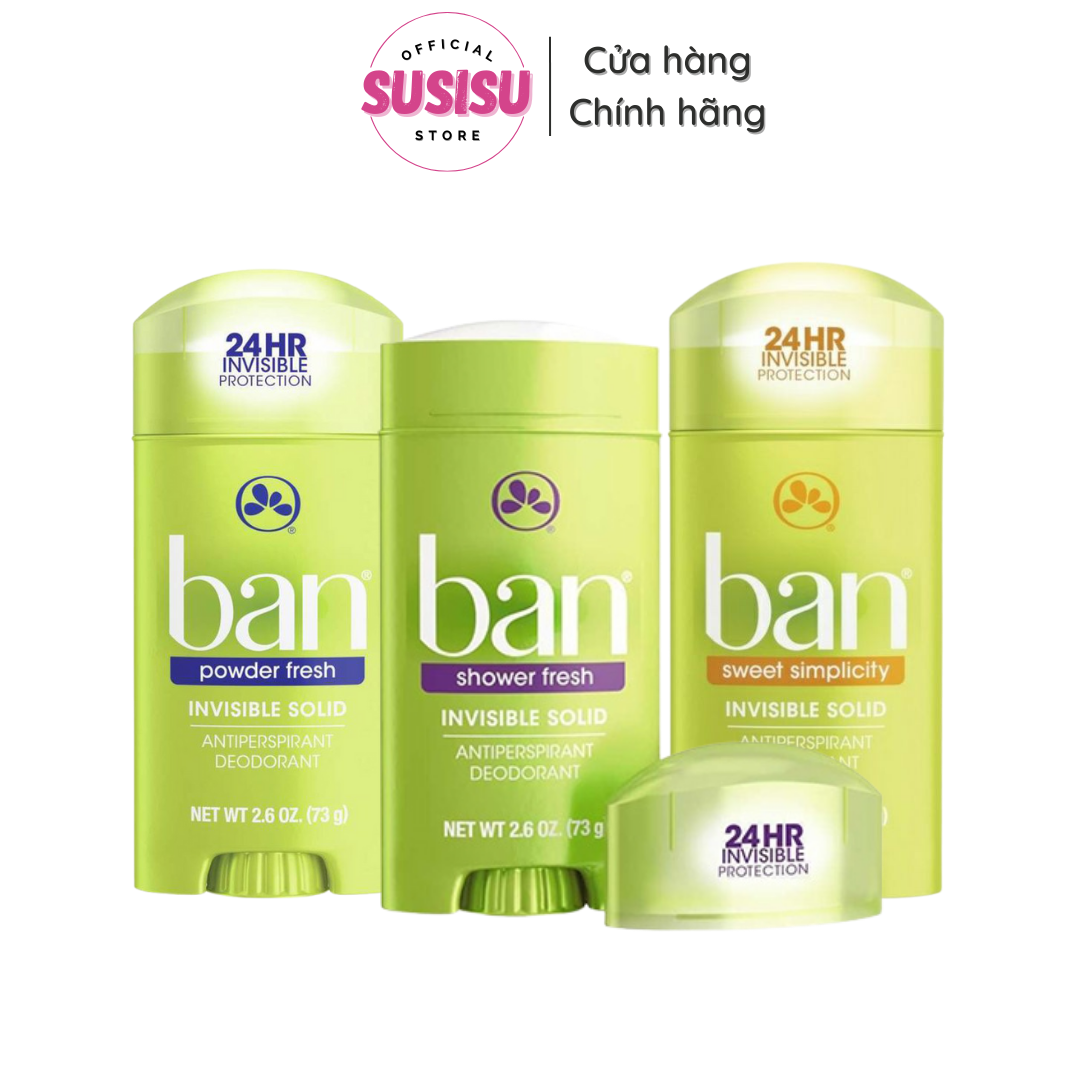 Lăn khử mùi hôi nách BAN Invisible Solid Antiperspirant Deodorant 73g