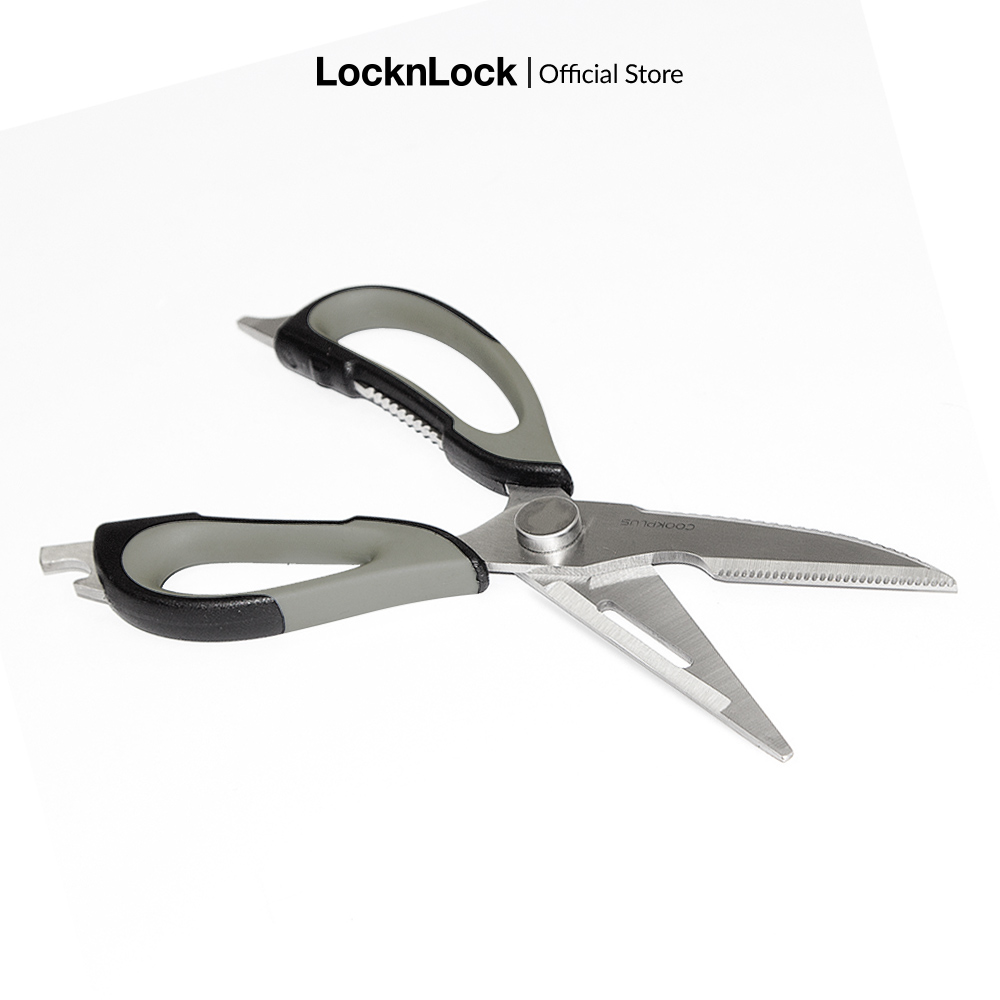 Kéo bếp đa năng Lock&Lock 22.8cm LOR131 - 6 chức năng: dao cắt hoa quả, nạo vỏ, dao cắt bánh mì, đồ mở hộp, Kẹp cua ghẹ, đồ mở bia