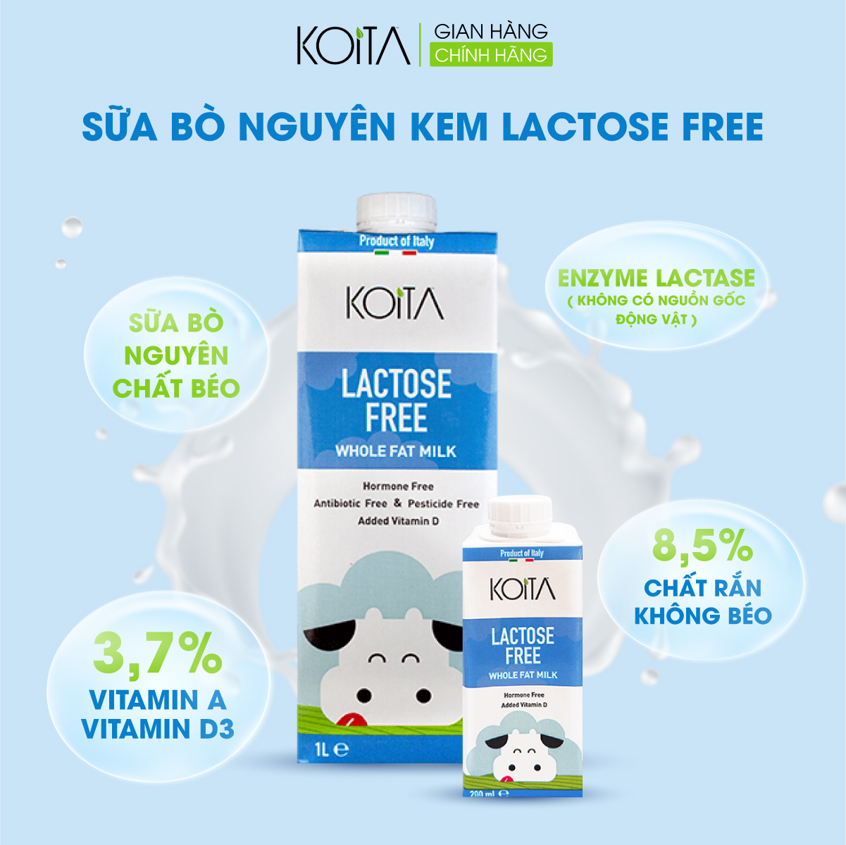 Date Ngắn Sữa Bò Nguyên Kem Không Lactose KOITA Phù Hợp Cho Người Dị Ứng