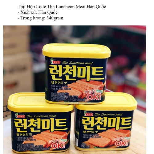 [HCM]COMBO 2 HỘP Thịt Hộp Lotte The Luncheon Meat Hàn Quốc 340gr*2 hộp - Đồ Hộp - Thực Phẩm Mang Đi - Thực Phẩm Tiện Lợi