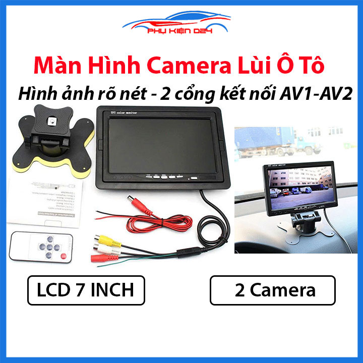 Màn hình LCD 7inch HD cho camera lùi ô tô đảo ngược 2 chiều sắc nét gắn taplo xe