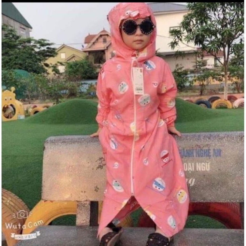 Áo chống nắng choàng lanh 2 lớp cho bé gái bé trai kèm khẩu trang from