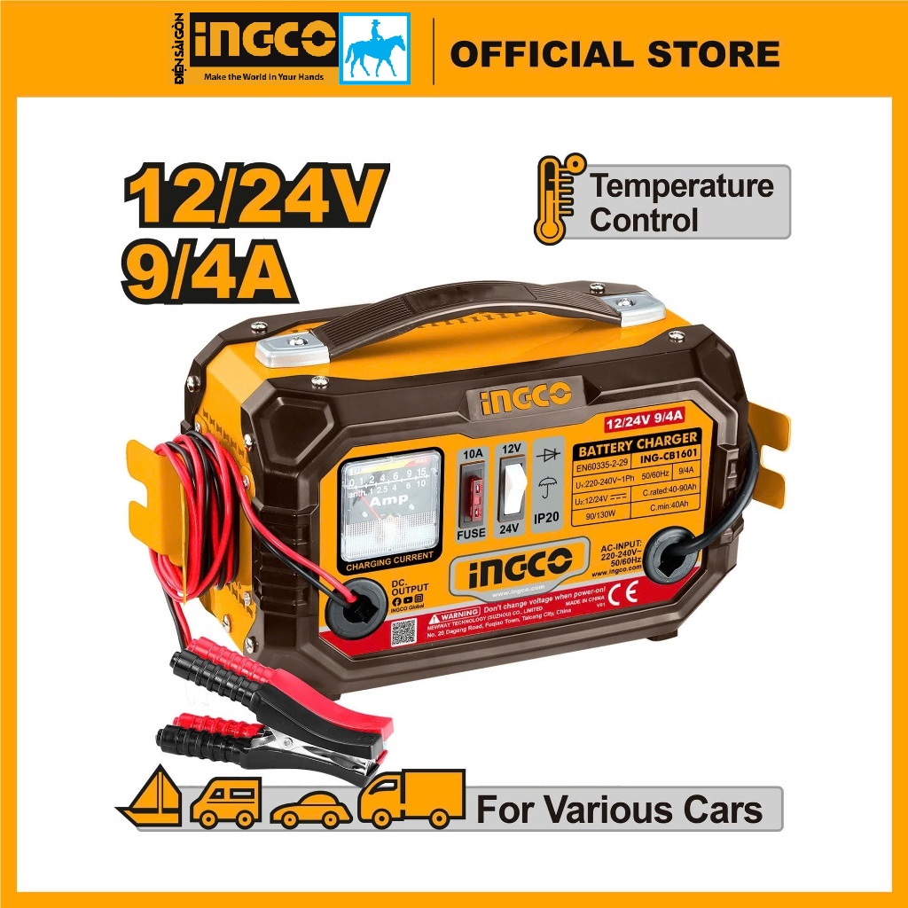 Máy sạc bình điện ắc qui 12v 24v ingco ing-cb1601