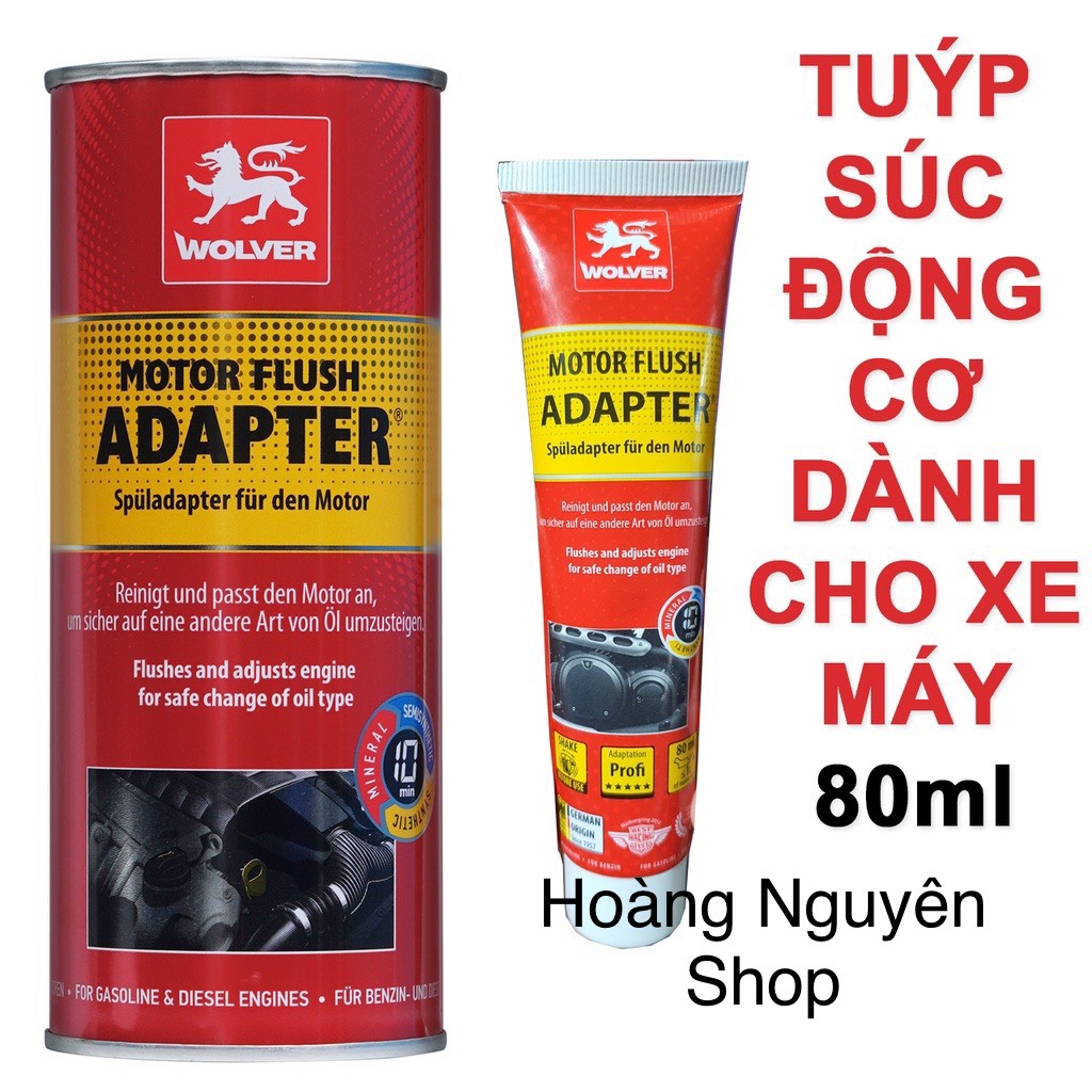 Phụ gia súc động cơ xe máy wolver motor flush adapter 80ml nhập khẩu nguyên bao bì từ đức