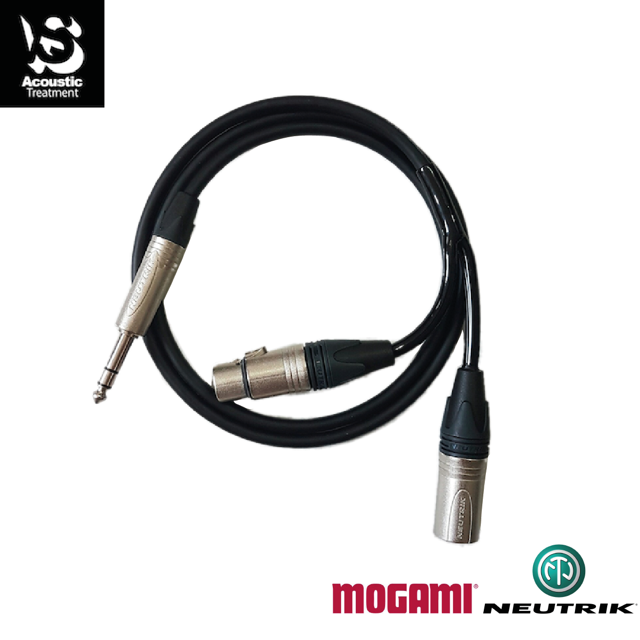 [HCM]Insert Cable(Tip Send) 1/4 in TRS to XLRM and XLRF.Mogami 2549.Neutrik Jack and Connectors.