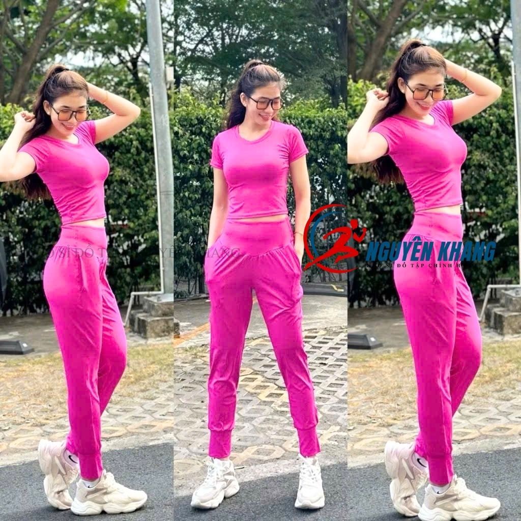 Bộ Tập Thể Thao Quần Dài Có Túi Áo Croptop Tập Gym- Yoga -Earobich - 8