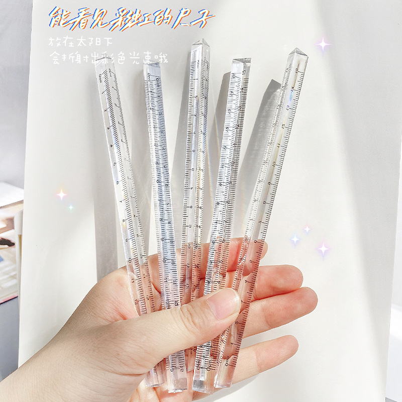 Thước kẻ trong suốt sáng tạo cho học sinh/ văn phòng,Thước tam giác trong suốt 15cm-HAUSE