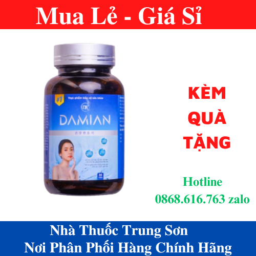 [CHÍNH HÃNG - HOÀN TIỀN] Viên uống trắng da Dakami Damian, sáng da, mờ thâm, giảm nám tàn nhang hộp 30g