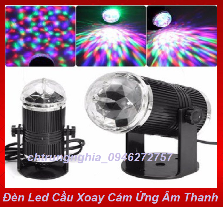 [GIÁ HỦY DIỆT] Đèn Led Cầu Xoay Pha Lê 7 Màu Cảm Ứng Âm Thanh