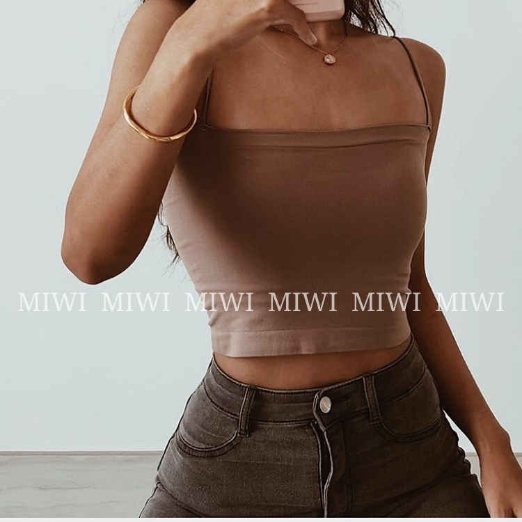 Áo 2 dây sợi bún có mút ngực, áo 2 dây sẵn mút cotton ulzzang
