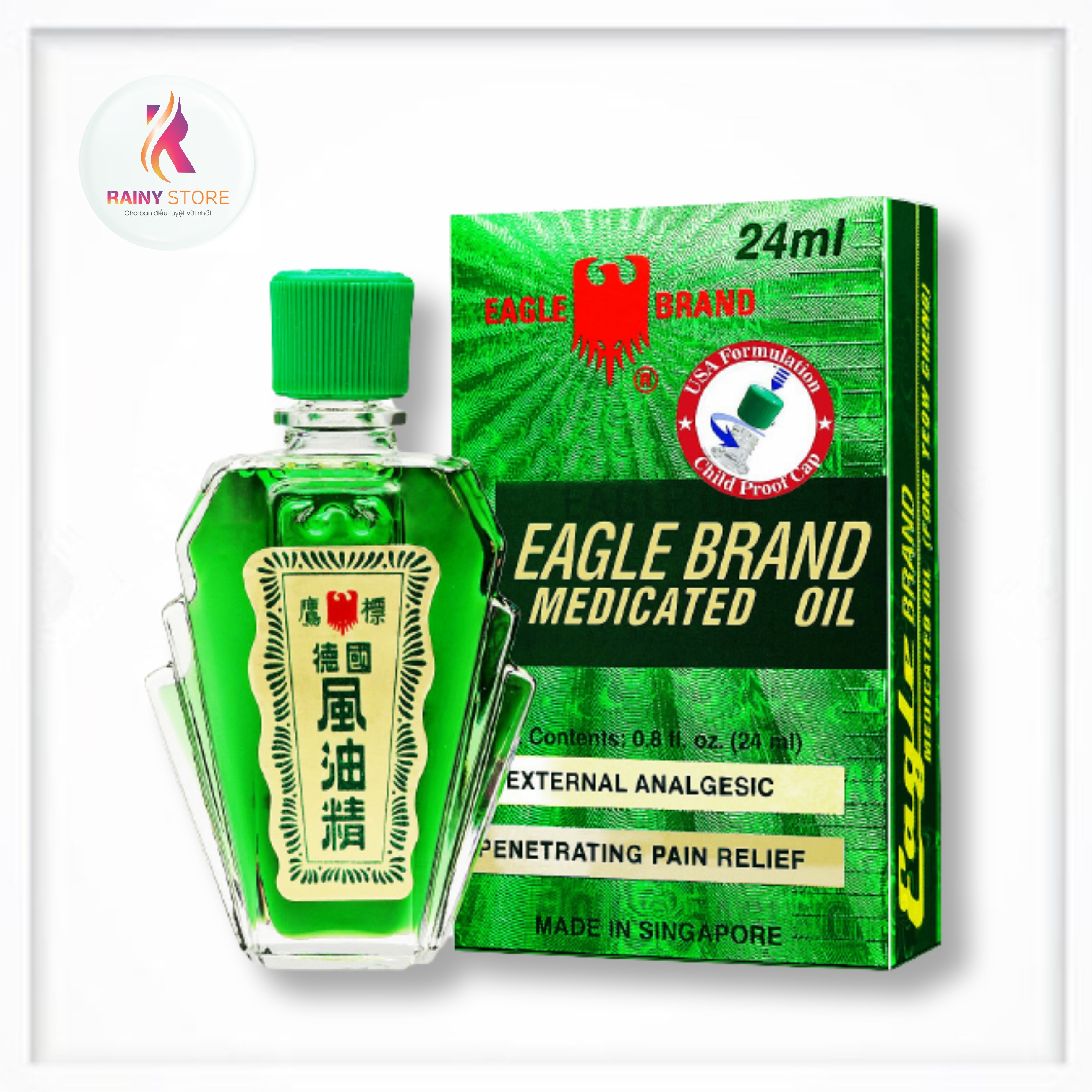 Dầu gió xanh 2 nắp Eagle Brand Medicated Oil 24ml chính hãng của Mỹ