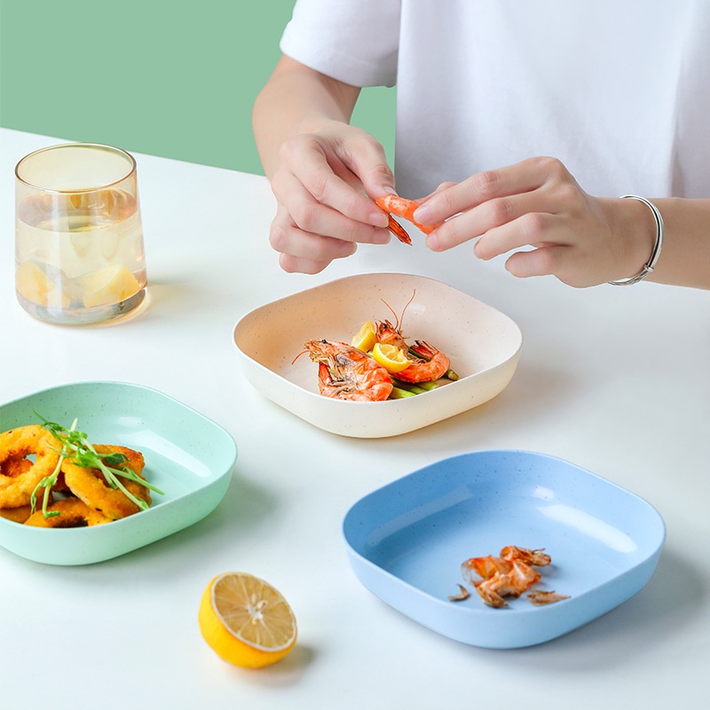 Combo 10 đĩa lúa mạch, đĩa vuông đựng trái cây, bánh kẹo, đồ ăn, dĩa lúa mạch