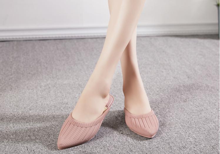 Giầy nhựa hở gót (dép sục) đế xuồng mũi nhọn sọc tết không nơ đi mưa nữ GNN21