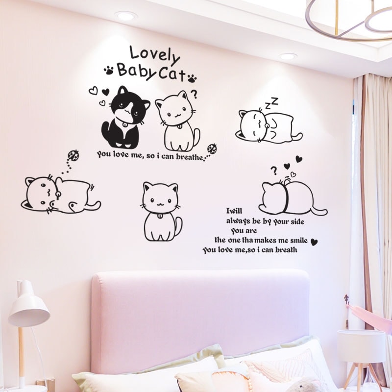 Decal dán tường đàn mèo tinh nghịch