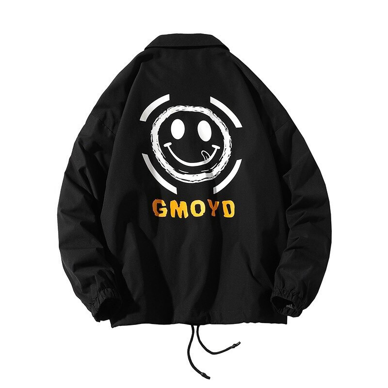 Áo khoác dù nam nữ phối sticker mặt cười sinh động cá tính TP9023