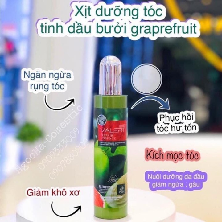 Xịt dưỡng tóc tinh dầu bưởi Valert Repair Essence Plus 220ml