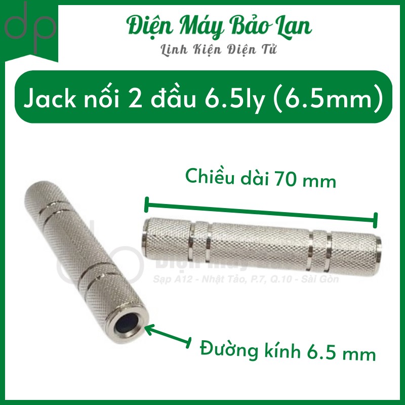 Jack Nối 2 Đầu 6 Ly - Nối 2 đầu jack cắm 6.5mm lại thành một sợi dây hoàn chỉnh, hoặc chuyển và nối cáp - Chất liệu sắt sơn lớp màu trắng bạc bên ngoài-dienmaybaolan