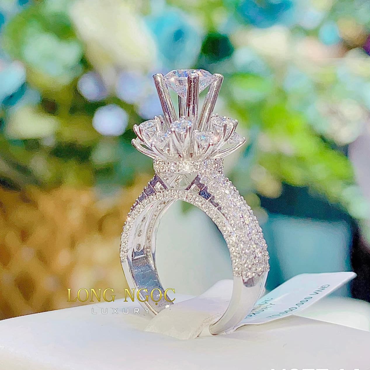 Nhẫn nữ đẹp, nhẫn nữ vàng trắng, nhẫn bạc Ý xi kim, nhẫn đá phale cao cấp, nhẫn kim cương sang trọng -  Trang sức GADO NM04 CAM KẾT KHÔNG ĐEN