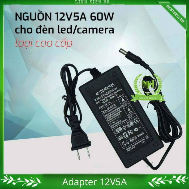 Adapter 12V5A 60W cho Loa kéo/đèn Led/ Camera loại tốt