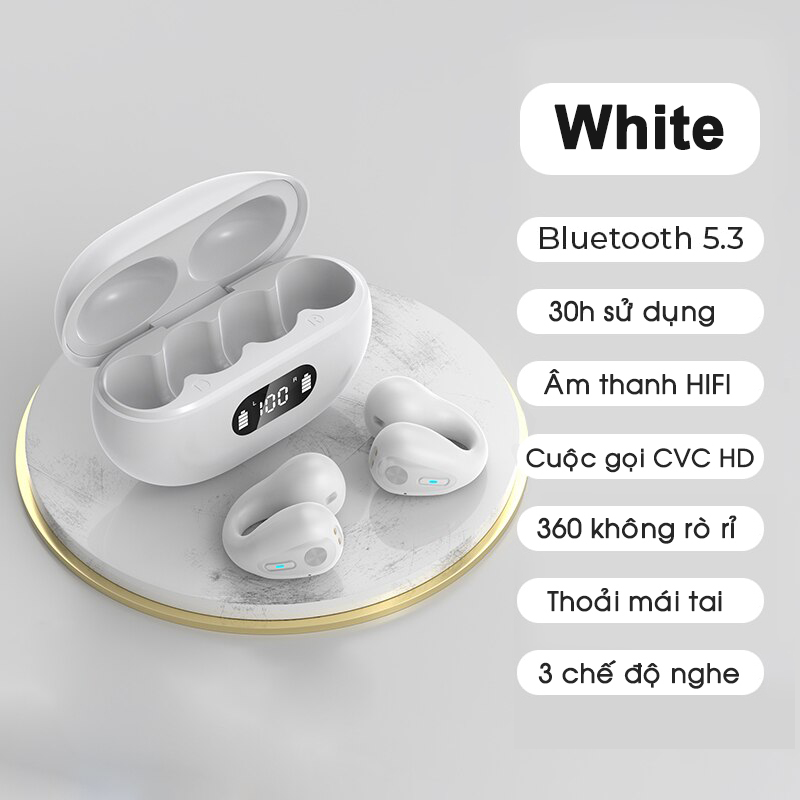 Tai nghe Kẹp vành tai truyền xương R15 bluetooth5.3 tai nghe bluetooth không dây xuyên âm dẫn truyền truyền âm qua xương chống ồn 2023