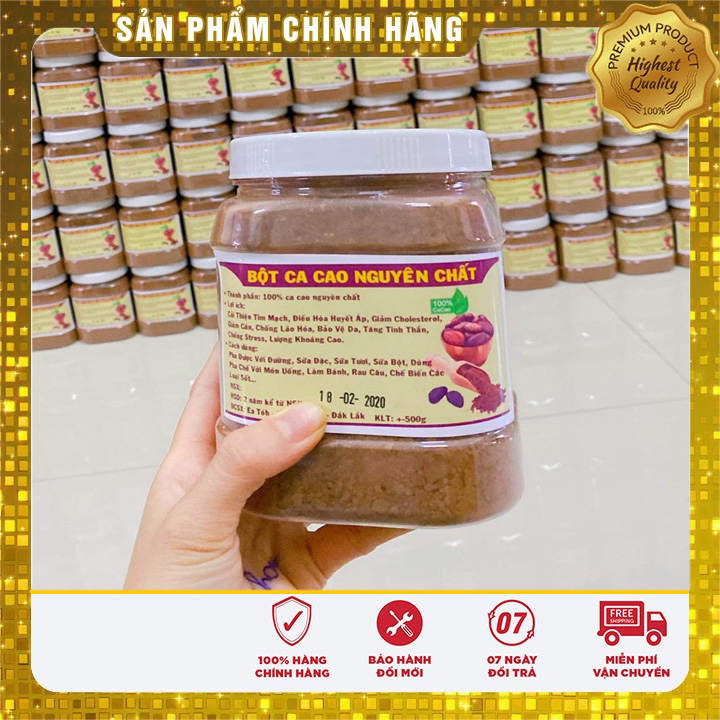 [CHÍNH HÃNG] Bột cacao nguyên chất - cacao đặc sản ĐăkLăk hủ 500gr