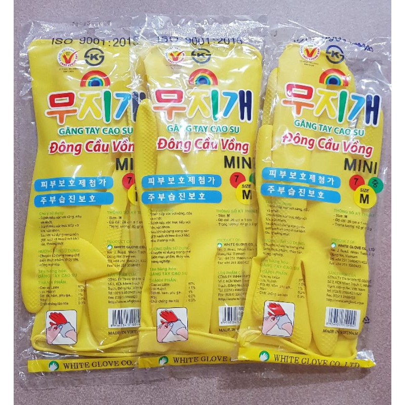 Bịch 10 đôi găng tay cao su Đông Cầu Vồng dài 26cm, găng tay rửa chén, găng tay rửa bát