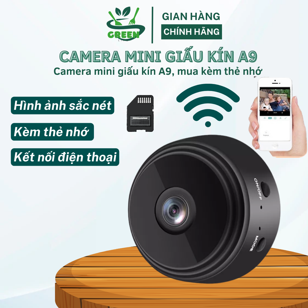 Camera mini WiFi Không Dây giấu kín Camera mini A9 kết nối điện thoại siêu nhỏ quan sát ban đêm HD ngụy trang Camera ngoài trời nút báo động truy cập từ xa thể thao ngoài trời góc rộng 150 bảo hành 12 tháng