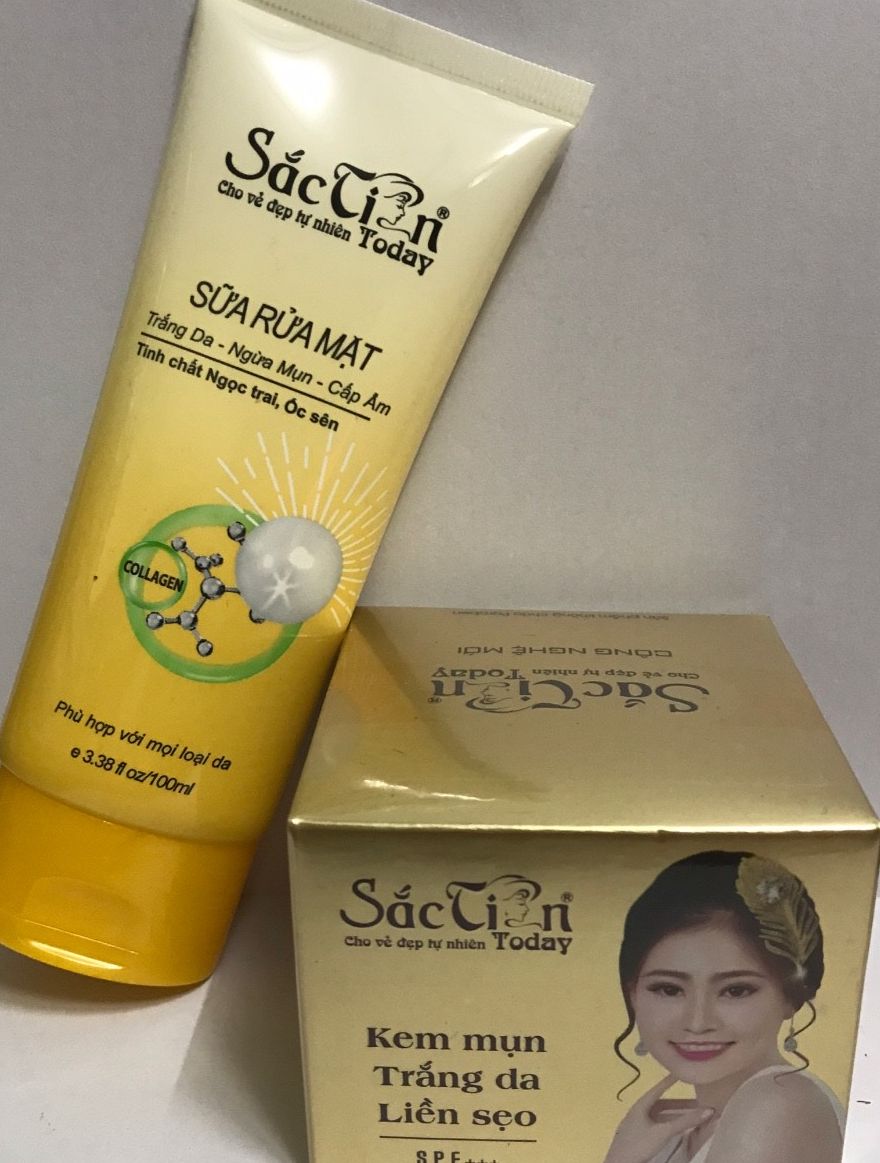 Bộ Sắc Tiên – Sữa Rữa Mặt Sạch Mụn 100ml Và Kem Mụn Liền Sẹo 8g - Mỹ Phẩm Kim Ngân