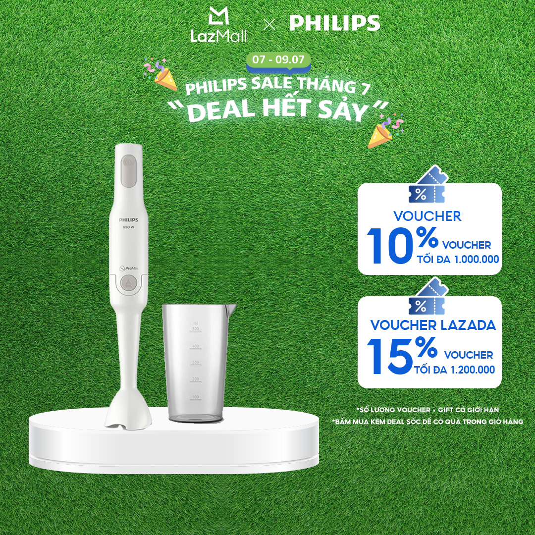 Máy Xay Sinh Tố Cầm Tay Philips Promix HR2531/00 (Trắng)-Hàng Phân Phối Chính Hãng