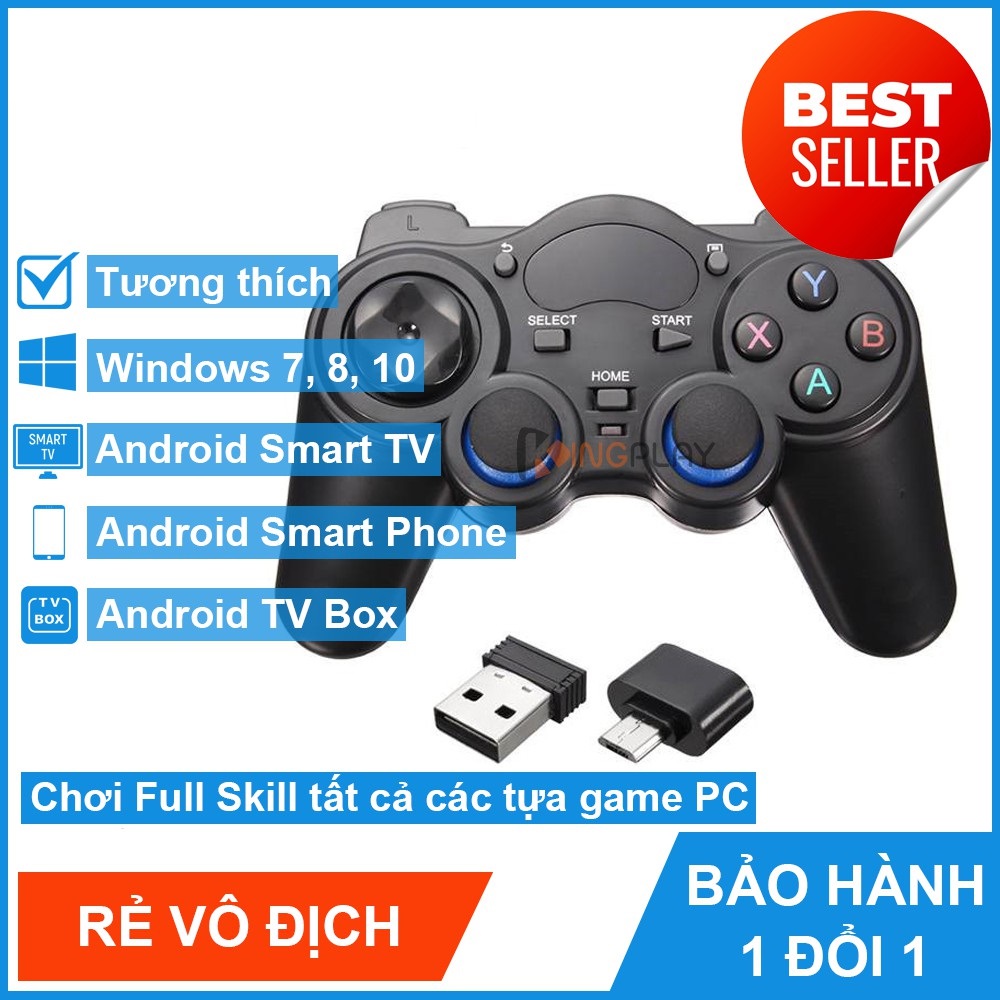 [HCM]Tay cầm chơi game không dây USB Bluetooth 2.4G- Tay cầm chơi game dành cho PC / Laptop / Điện Thoại / TV Android / TV Box - Kèm đầu chuyển đổi OTG
