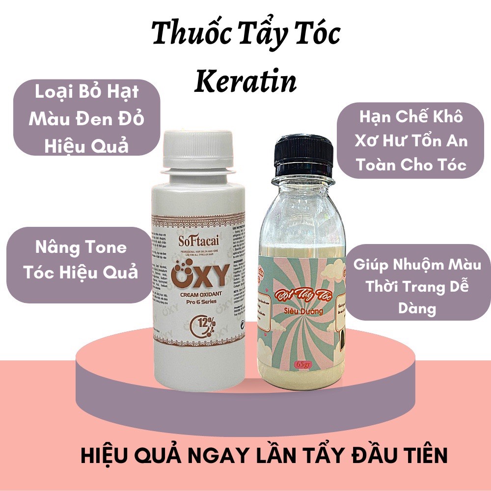 Thuốc tẩy tóc collagen & keratin tẩy cực êm, lên cực chuẩn tặng oxi trợ nhuộm | bột tẩy tóc tại nhà kenzii